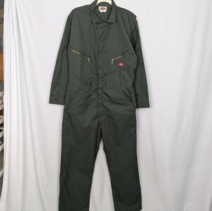 Dickies Olive Green Coveralls with Brass Accents